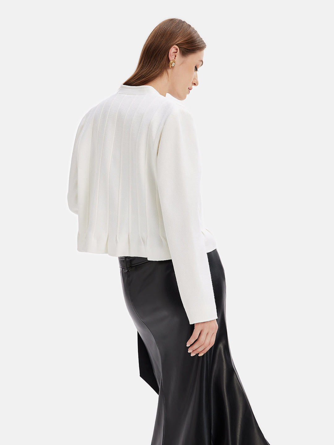 Dokulu Dalgalı Etek Boyu Mont