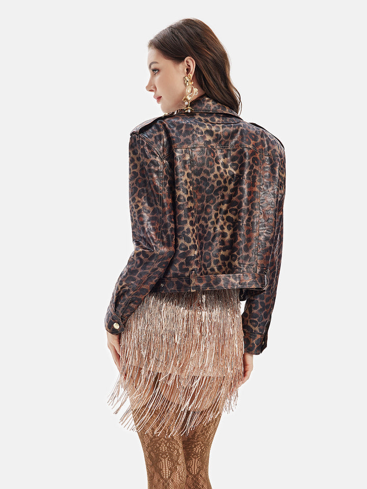 Leopar Desenli Kısa Trençkot