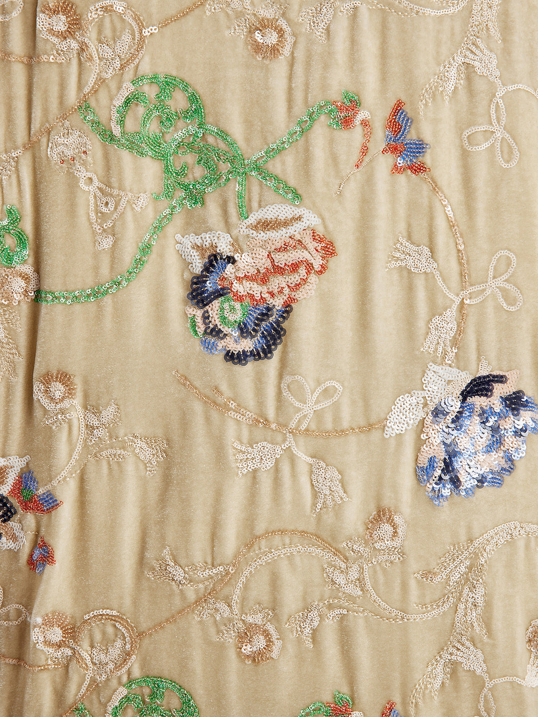 İpek Kadife Nakışlı Kaban