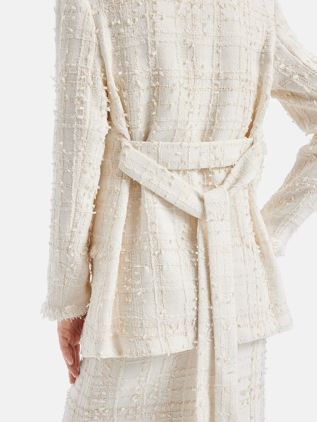 Fransız Simli Tüvit Fırfırlı Uzun Kaban