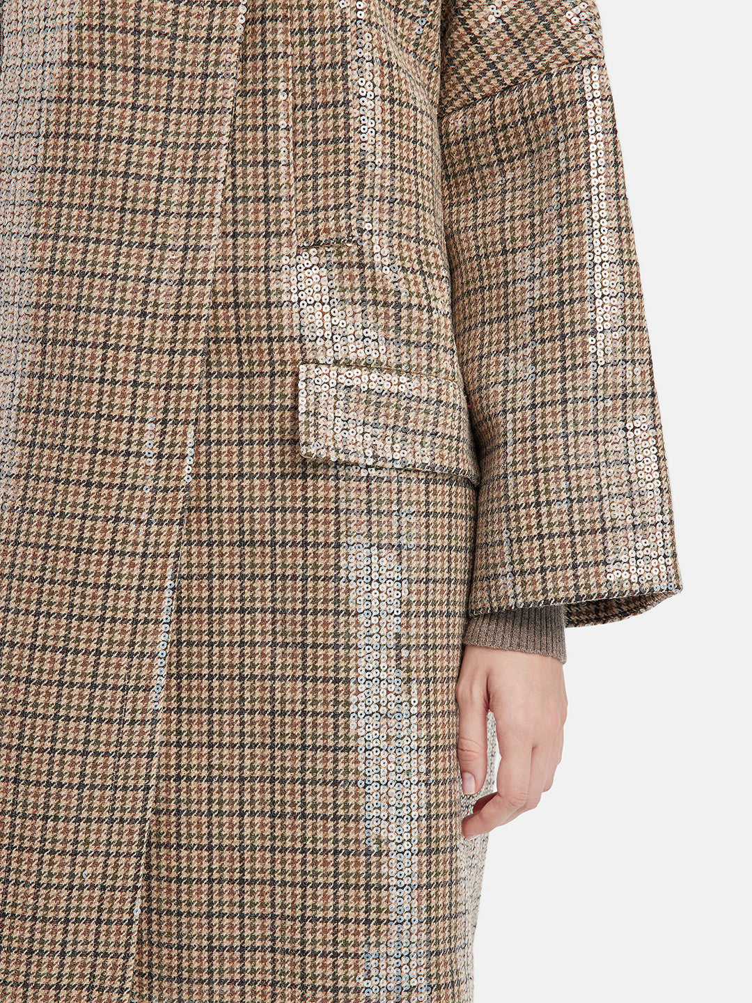 Payet Ekose Yün Kapüşonlu Pelerin