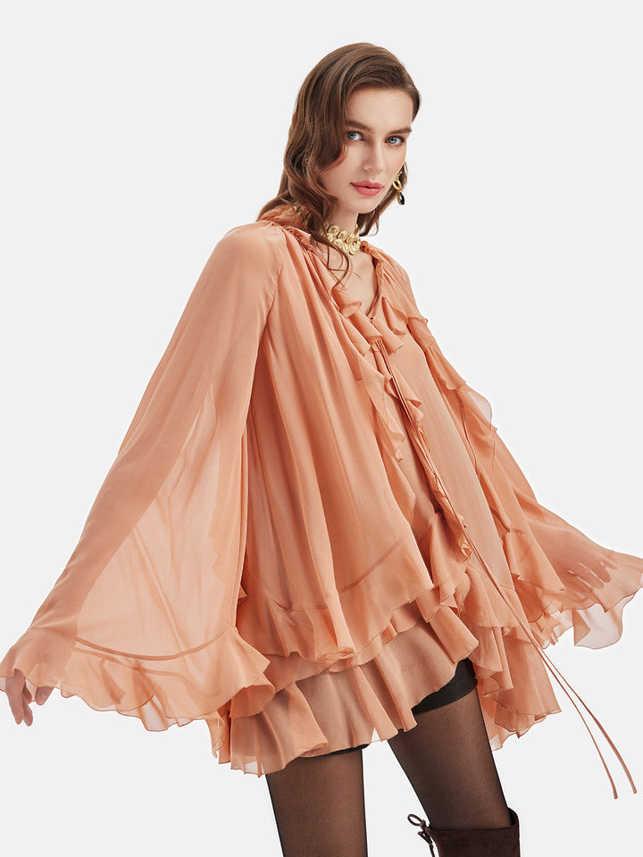 Fransız Fırfırlı Peplum Üst