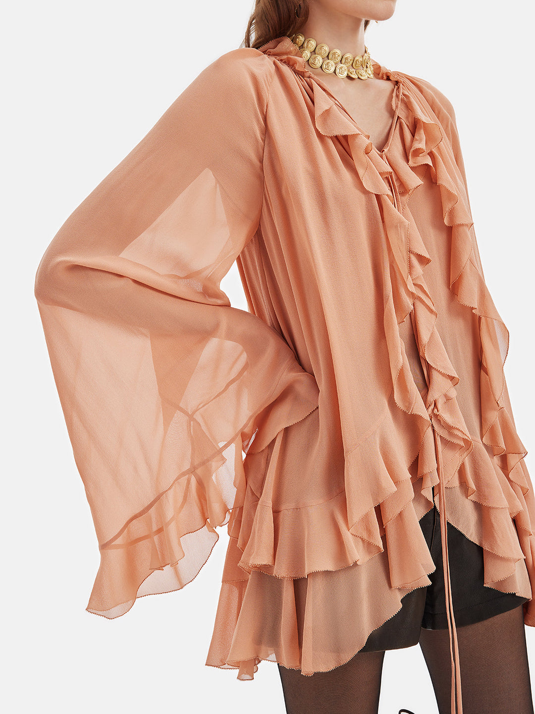 Fransız Fırfırlı Peplum Üst