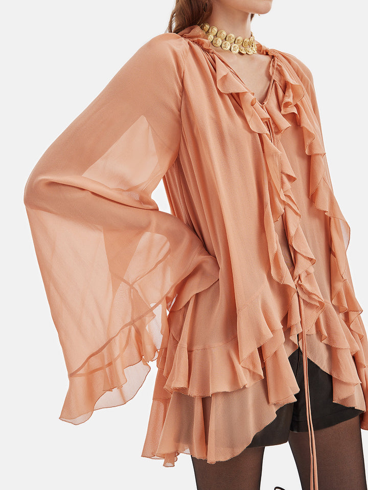 Fransız Fırfırlı Peplum Üst