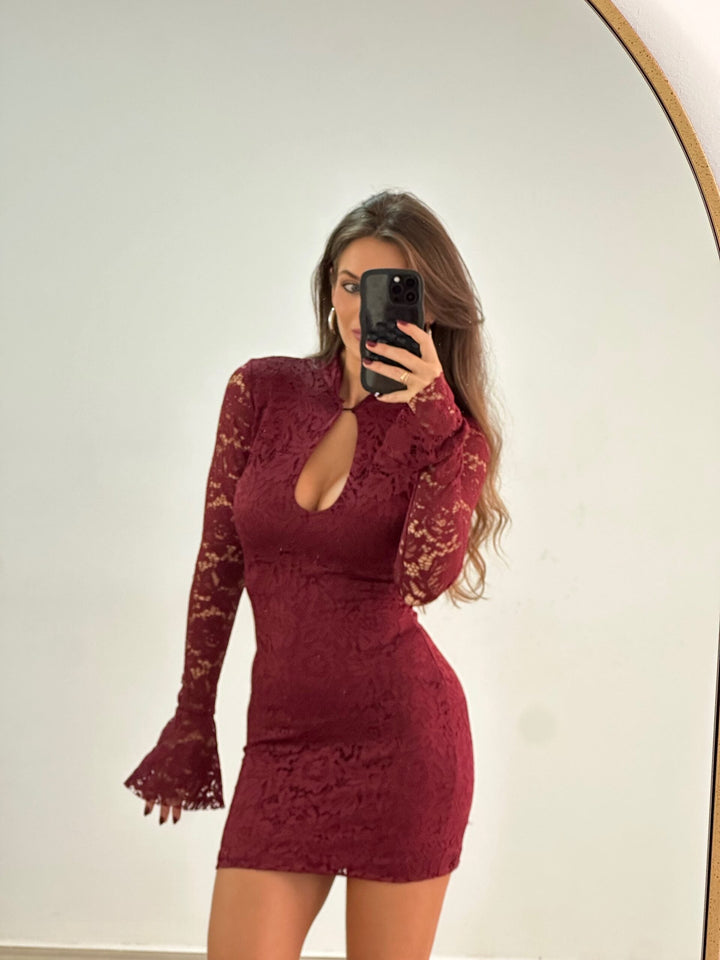 Mirelle Dantel Göğüs Detay Mini Elbise