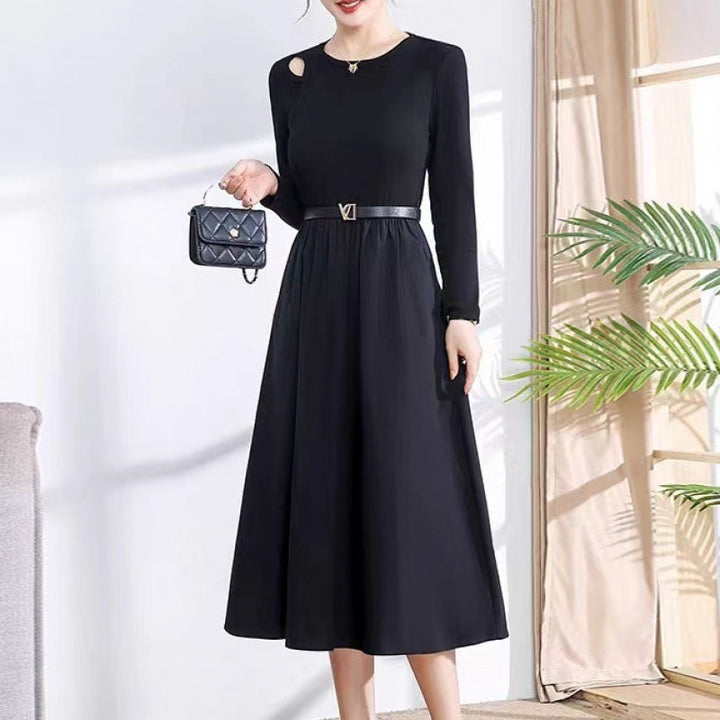 Ruffle-Cuff Panel Cepli Elbise Kemersiz