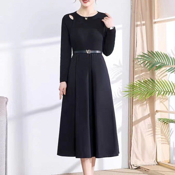 Ruffle-Cuff Panel Cepli Elbise Kemersiz