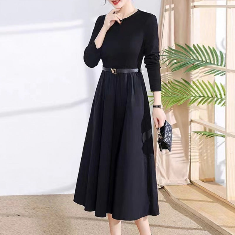 Ruffle-Cuff Panel Cepli Elbise Kemersiz