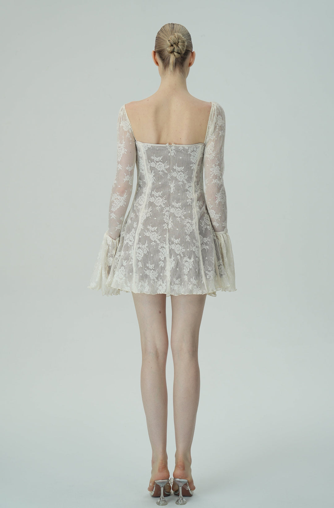 Dantel Çan Kollu Mini Elbise