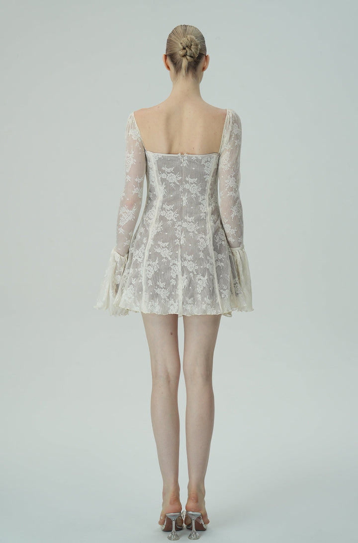 Dantel Çan Kollu Mini Elbise