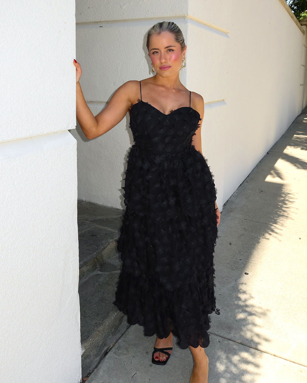 Soluk Çiçekli Şifon Midi Elbise