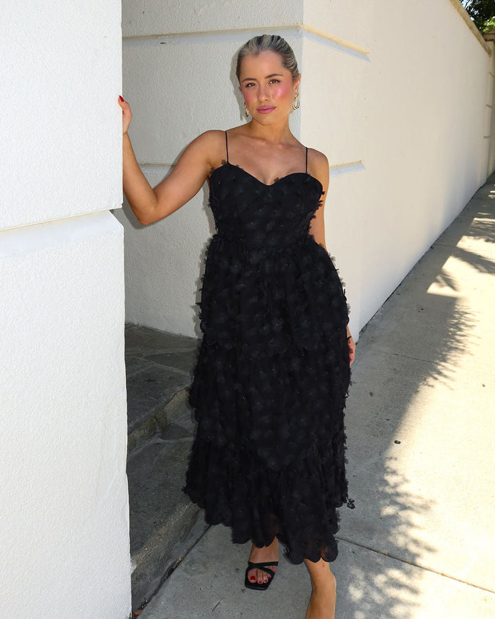 Soluk Çiçekli Şifon Midi Elbise