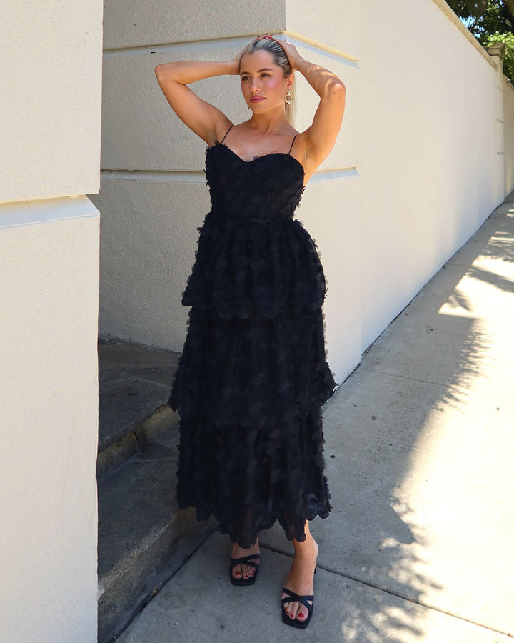 Soluk Çiçekli Şifon Midi Elbise