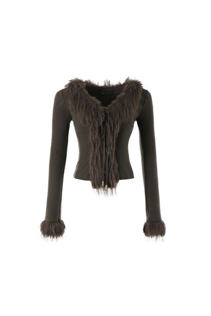 Joe Peluş Detay Bağcıklı Hırka