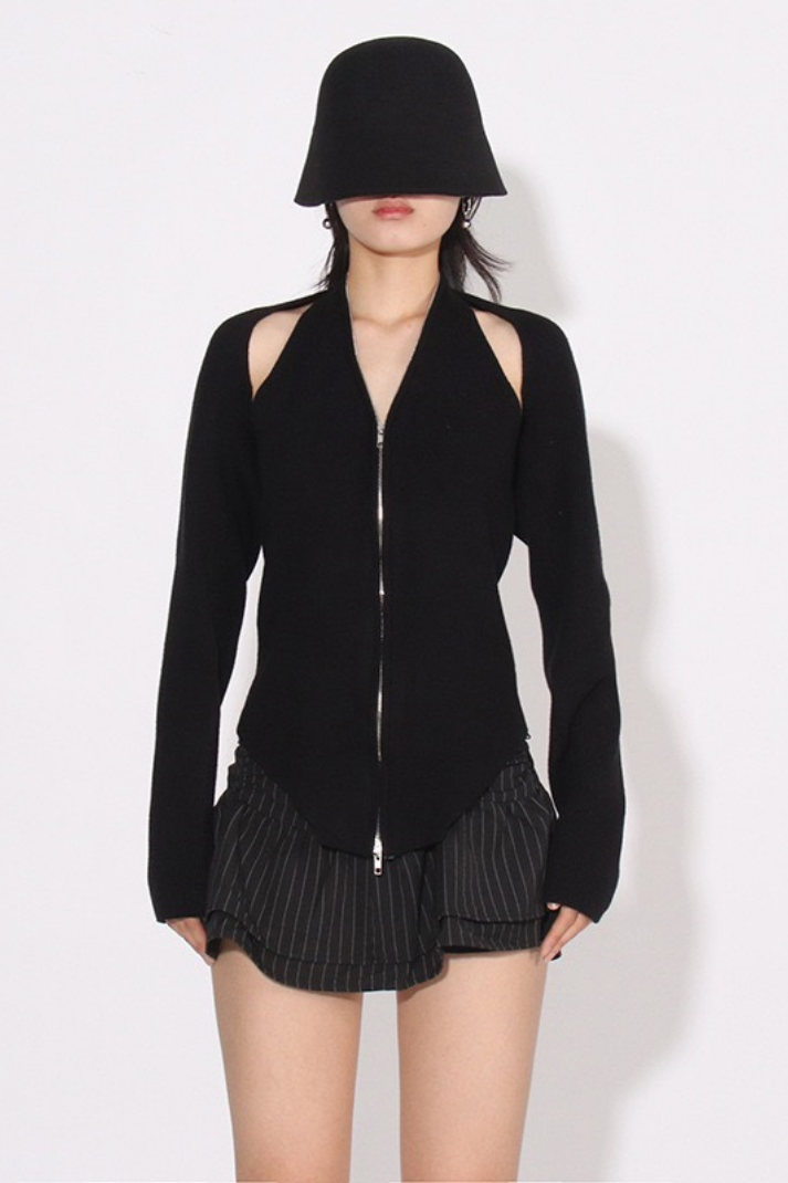 Lora Örme Halter Yaka Bluz & Hırka Takım