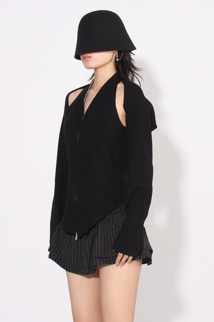 Lora Örme Halter Yaka Bluz & Hırka Takım