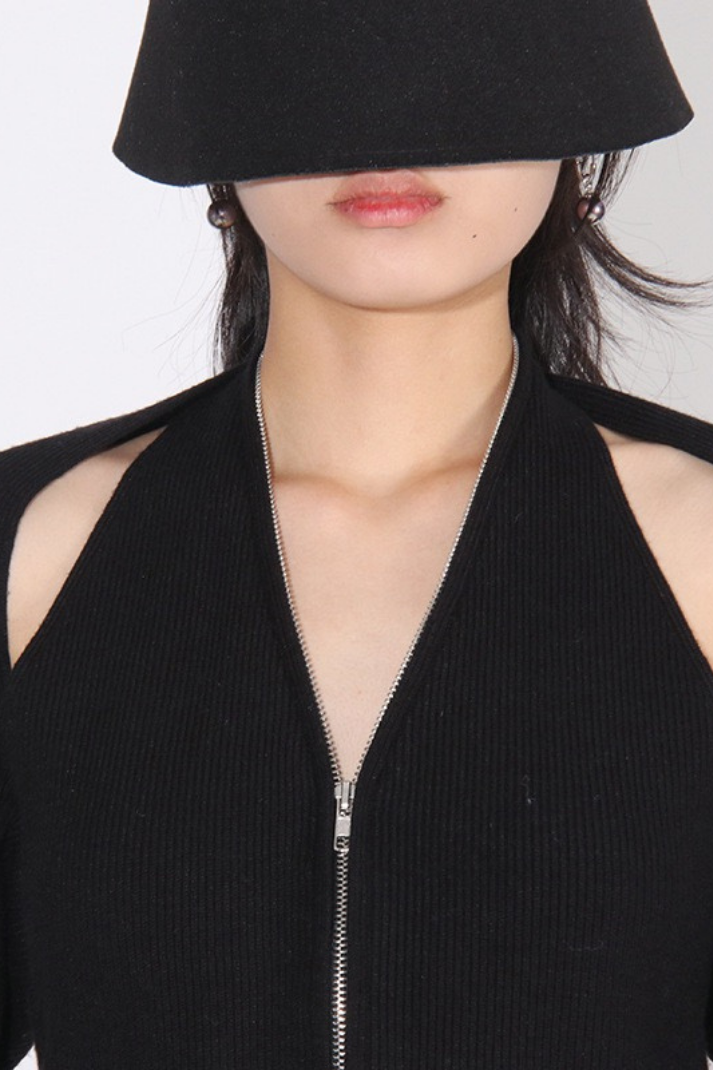 Lora Örme Halter Yaka Bluz & Hırka Takım