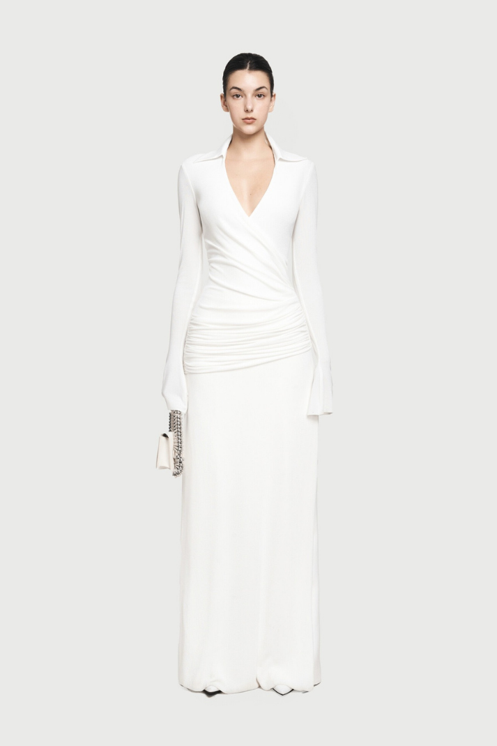 Kaylee Drapeli Maksi Siyah Elbise