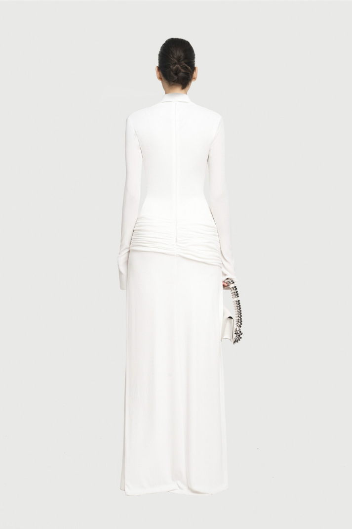 Kaylee Drapeli Maksi Siyah Elbise