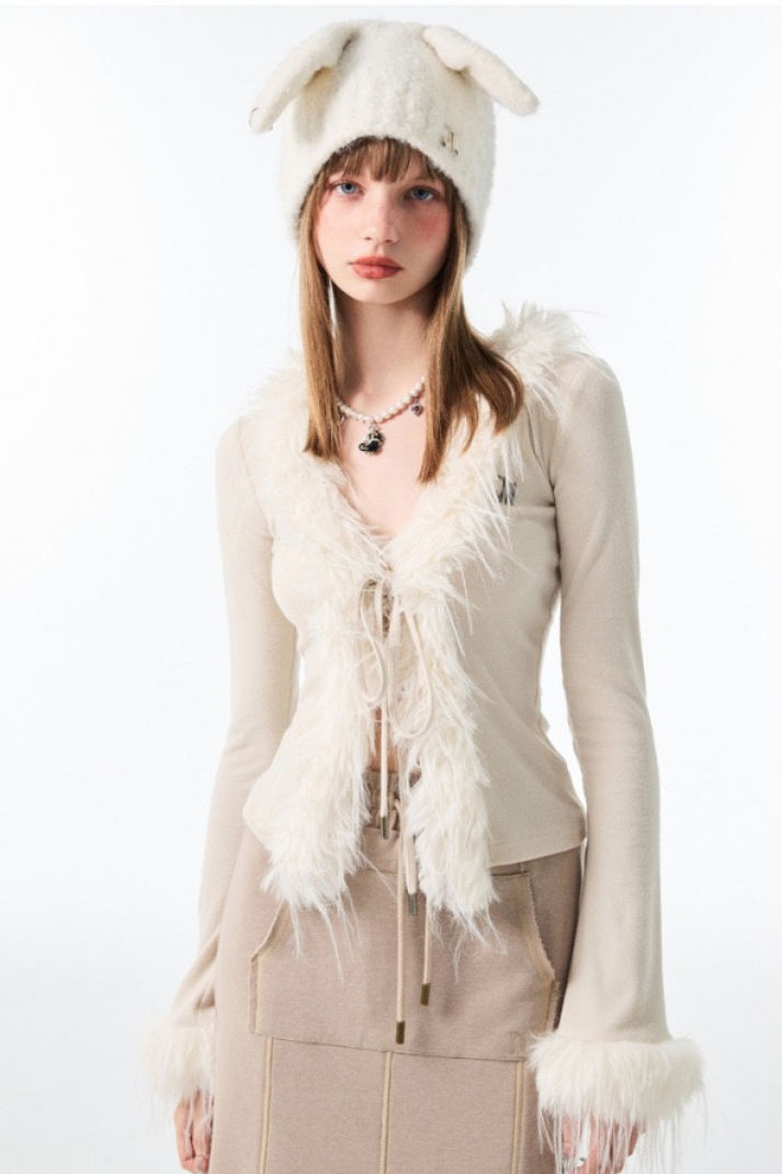 Joe Peluş Detay Bağcıklı Hırka