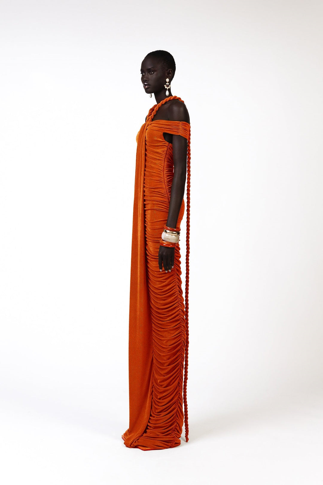 Frederica Halat Kravatlı Boyundan Bağlamalı Maxi Triko Elbise