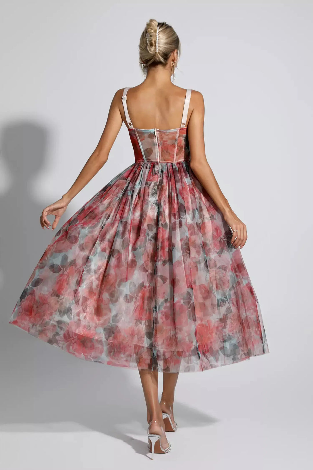 Lirik Kırmızı Çiçekli Maxi Elbise