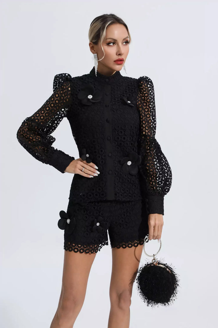 Macy Siyah İçi Boş Çiçek Seti