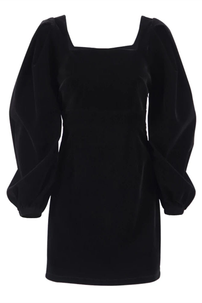 Janice Puf Kol Kadife Mini Elbise