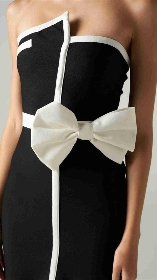 Elsie Kontrast Straplez Bandaj Mini Elbise