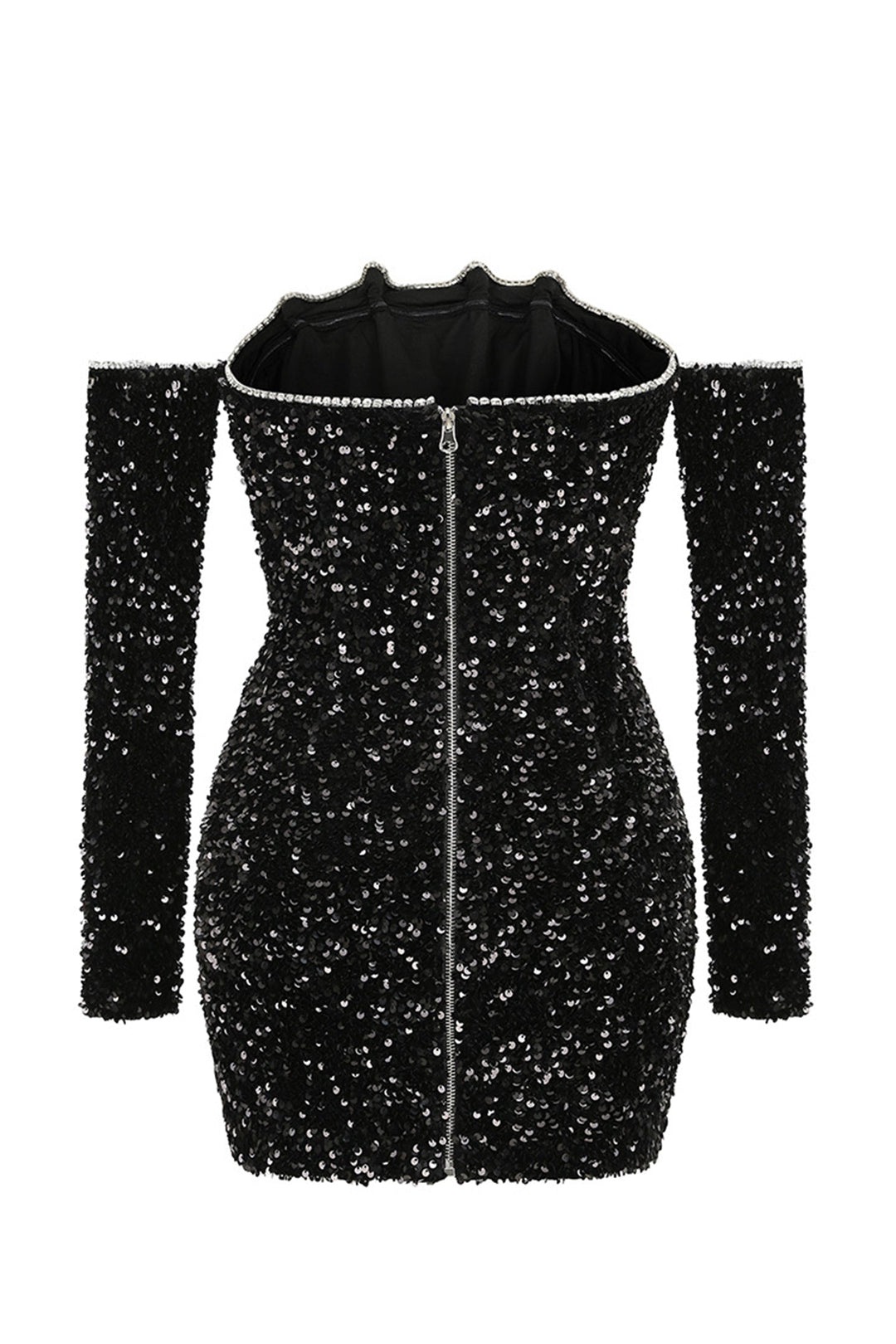 Frances Düşük Omuzlu Taşlı Mini Elbise