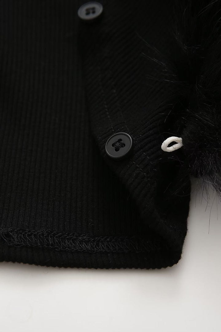 Apphia Crop Kürk Bluz Ve Korse İkili Takım