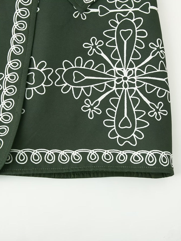 Soyut Baskılı Şişme Ceket Takım