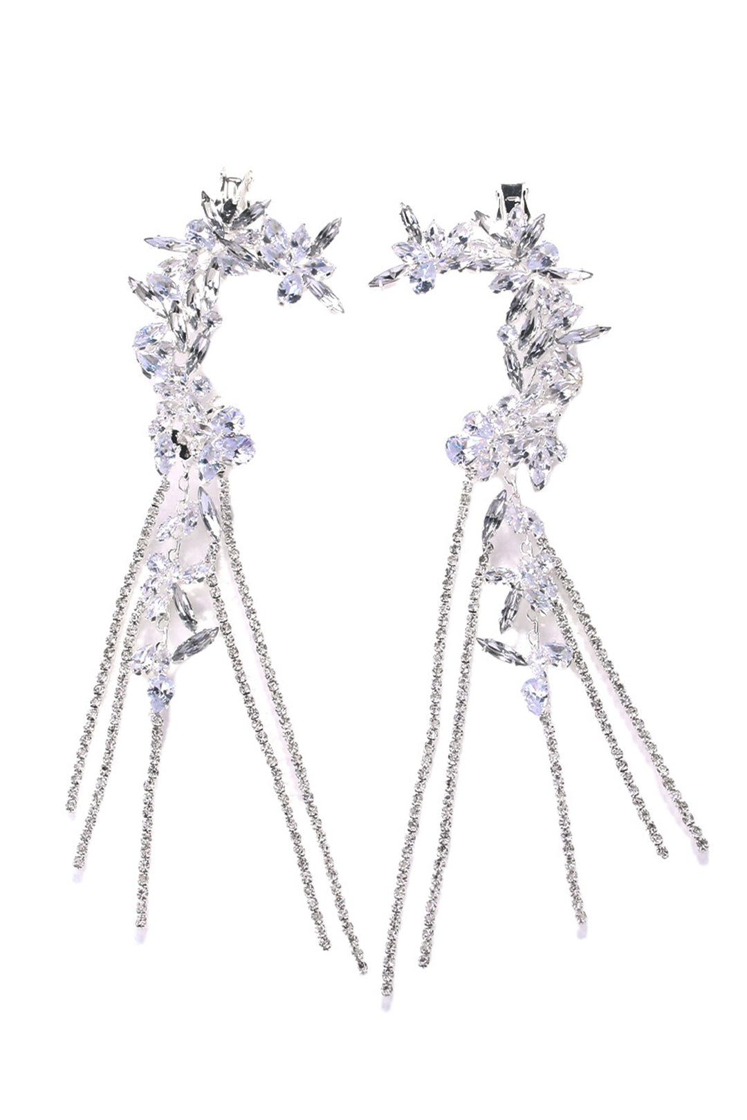 Kristal Çiçek Püskül Kulak Klipsi