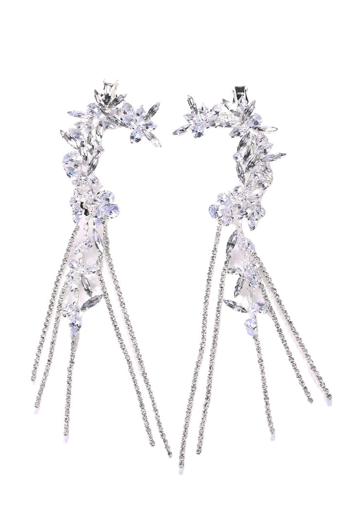 Kristal Çiçek Püskül Kulak Klipsi