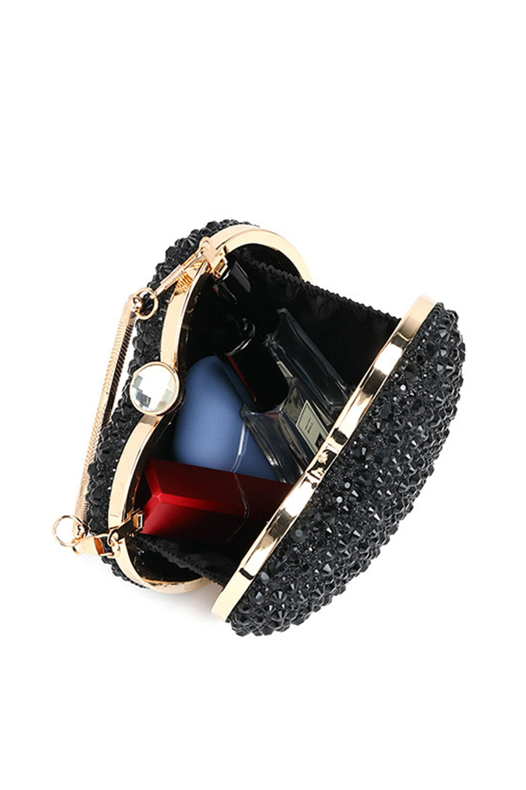 Kalp Şekilli Taşlı Debriyaj Çanta