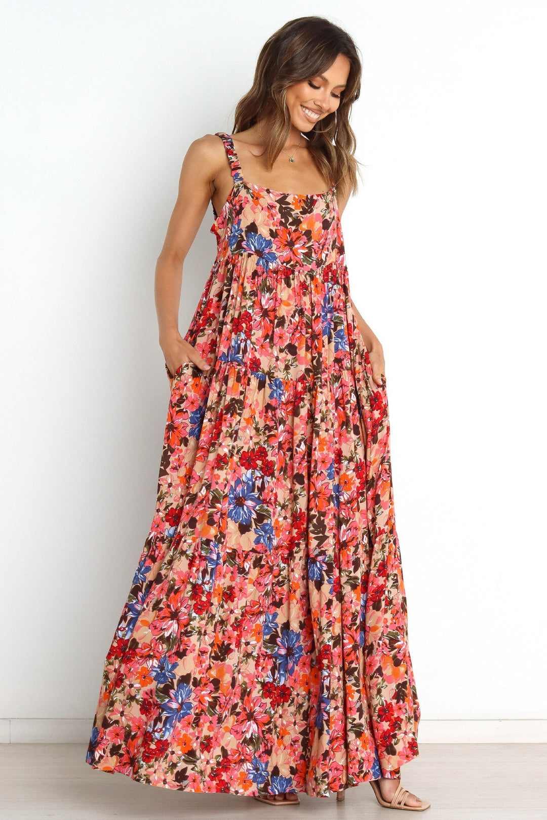 Brianna Baskılı Dairesel A Kesim Maxi Elbise