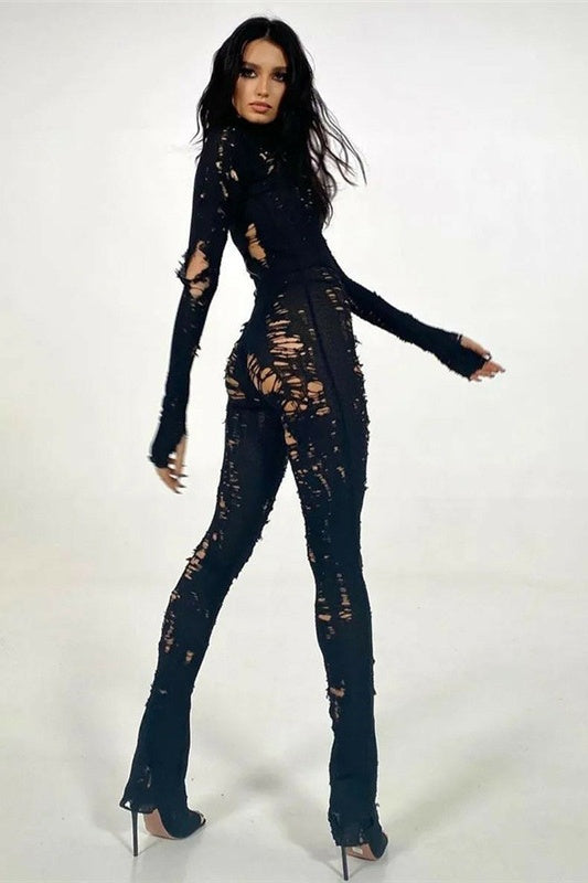 Yırtık Püsküllü Örme Body