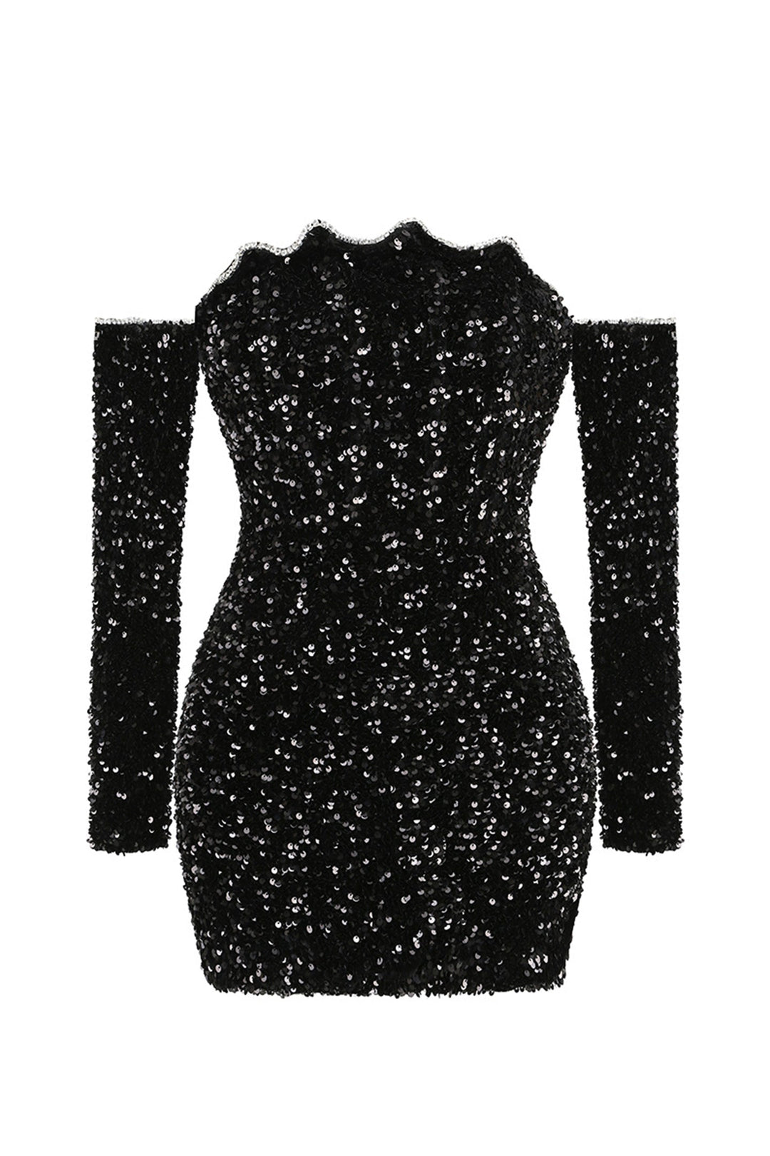 Frances Düşük Omuzlu Taşlı Mini Elbise