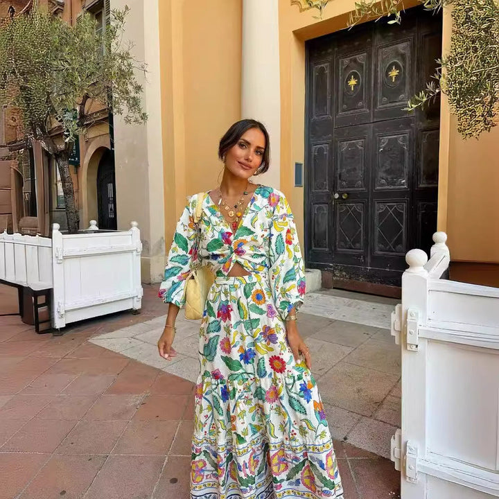 Fener Kol Baskılı Elbise