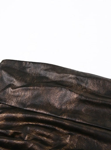 Straplez Sedefli Crop Bluz