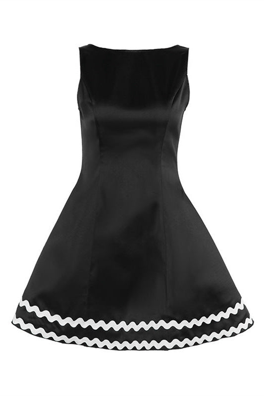 Jacqueline Kayık Yaka Sırtı Açık Mini Saten Elbise