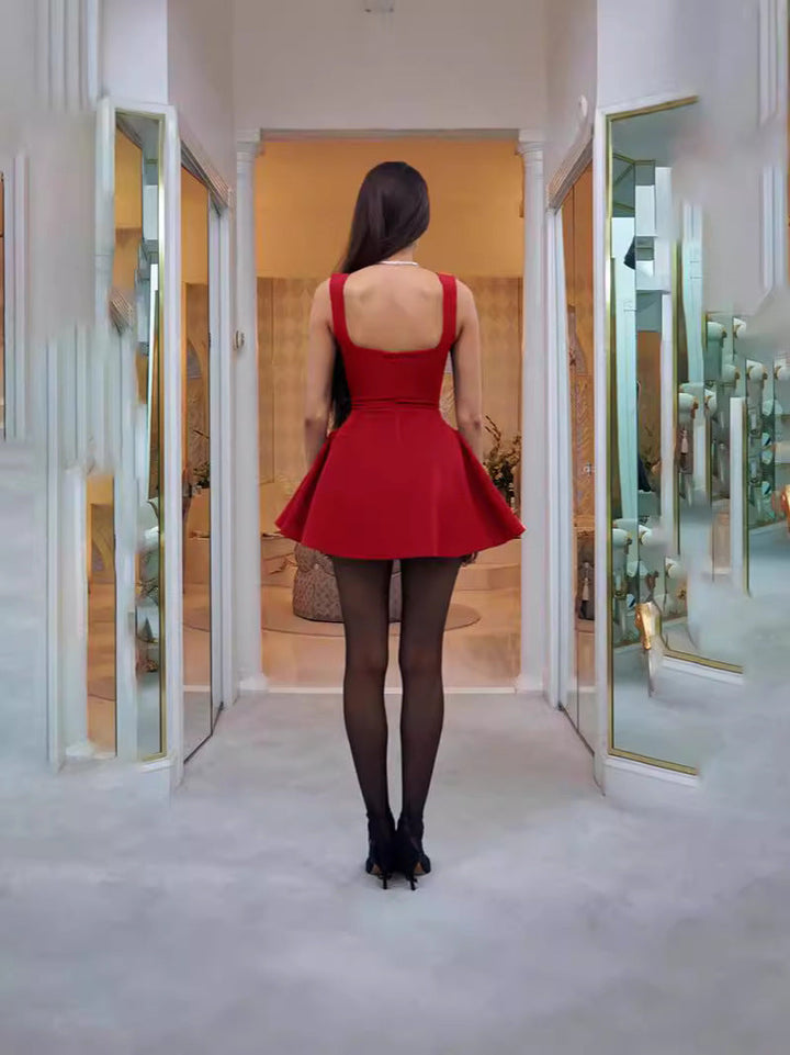 Vinlee Yan Pile Mini Elbise