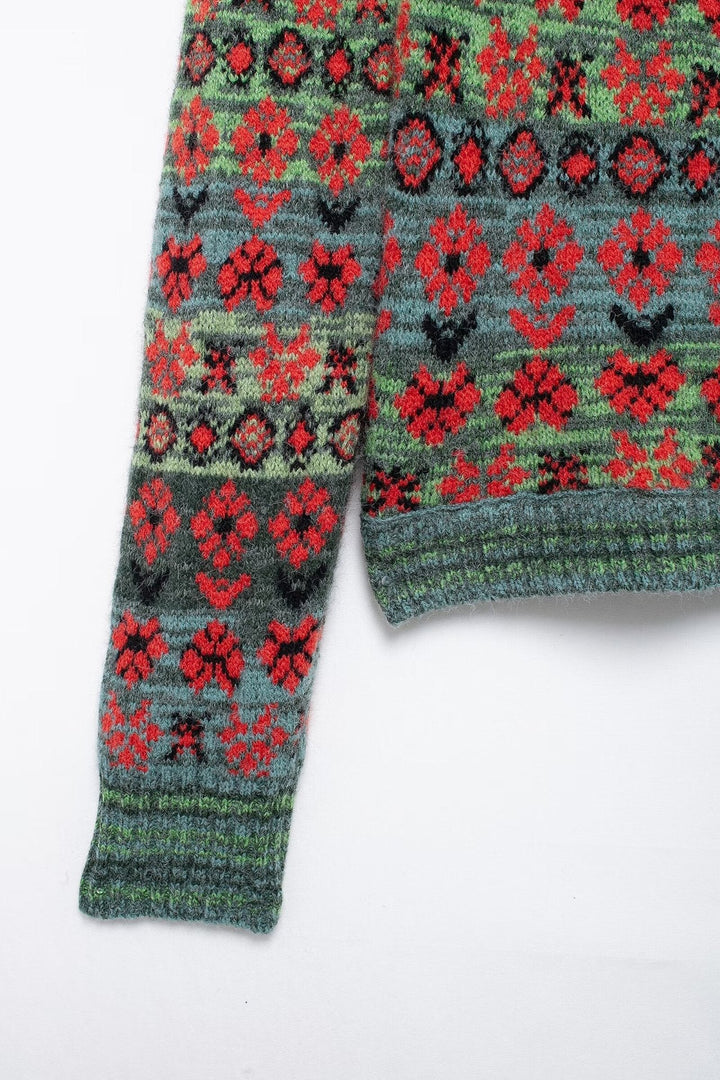 Kalp Desenli Kontrast Hırka