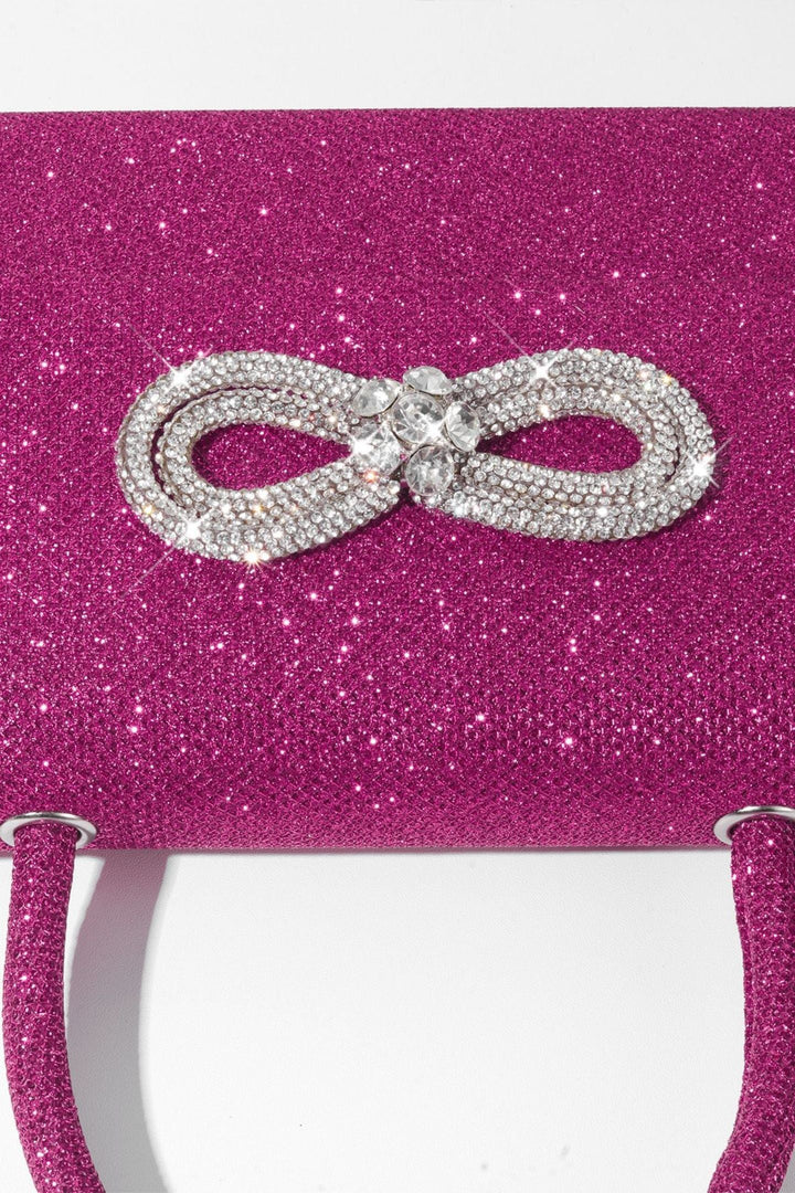 Metalik Parlak Diamante Saplı Çanta