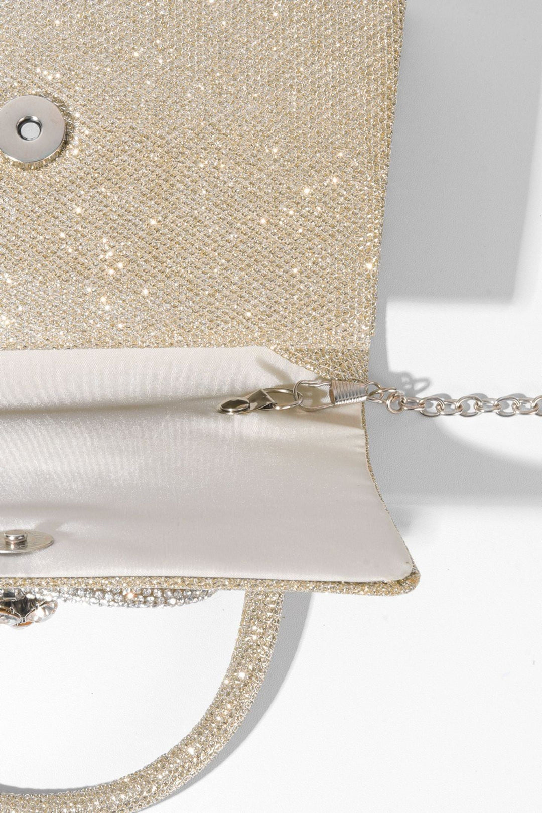 Metalik Parlak Diamante Saplı Çanta