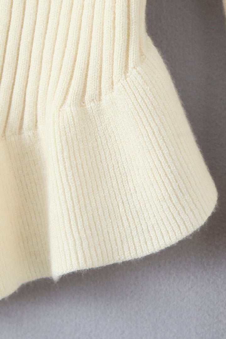 Uzun Kollu Fırfırlı Triko Hırka