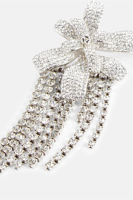 Kristal Çiçek Saçak Klipsli Küpeler