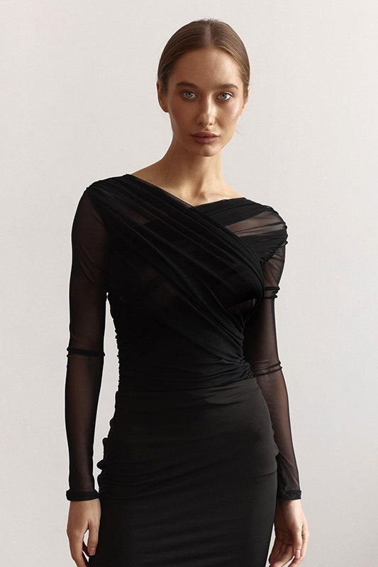 Çapraz Askılı V Yaka File Üst