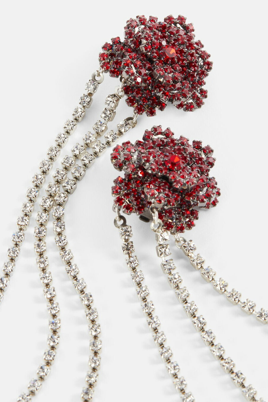 Kristal Gül Püskül Klipsli Küpe