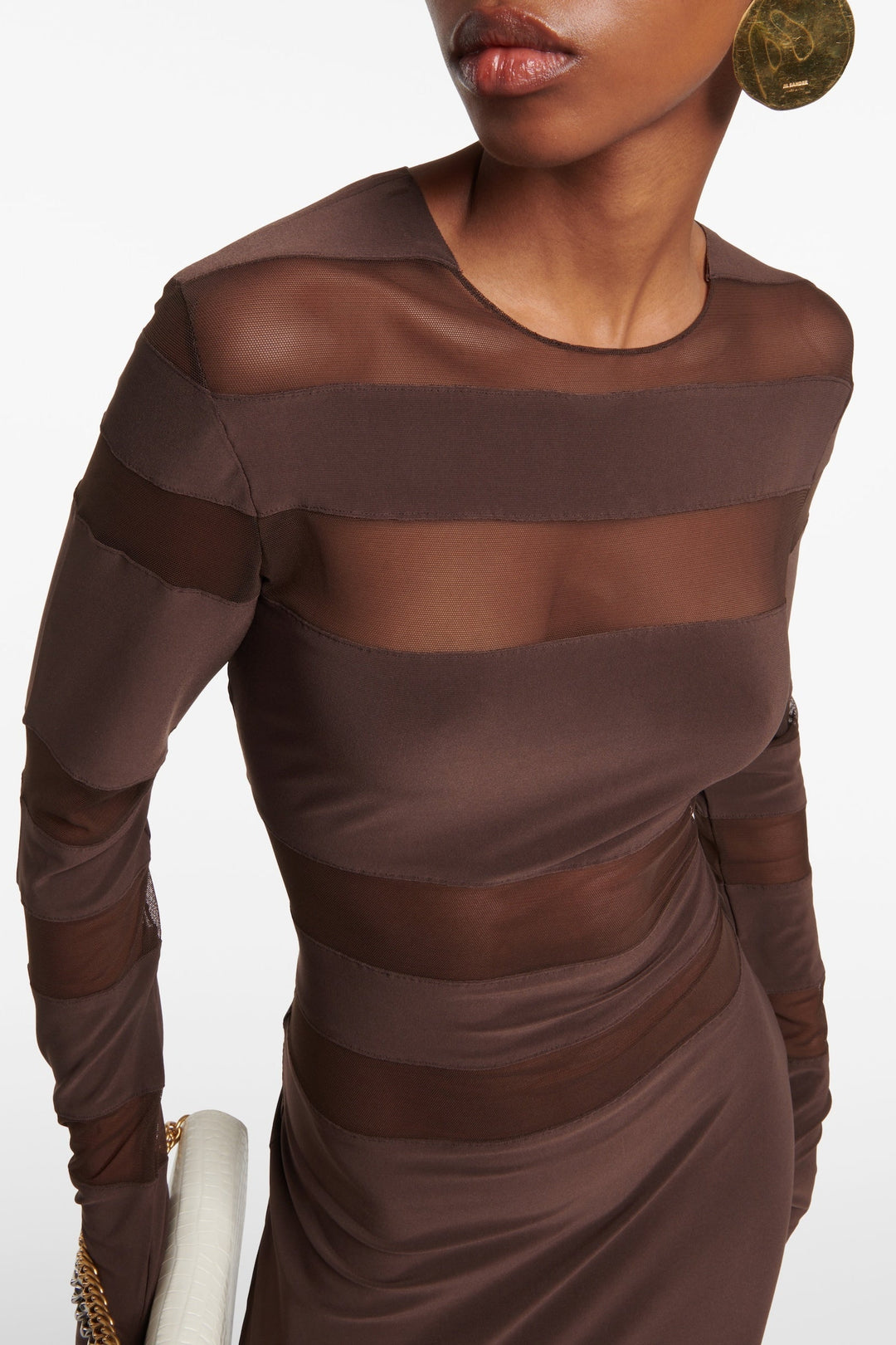 Ophelia File Ek Parçalı Bisiklet Yaka Maxi Elbise